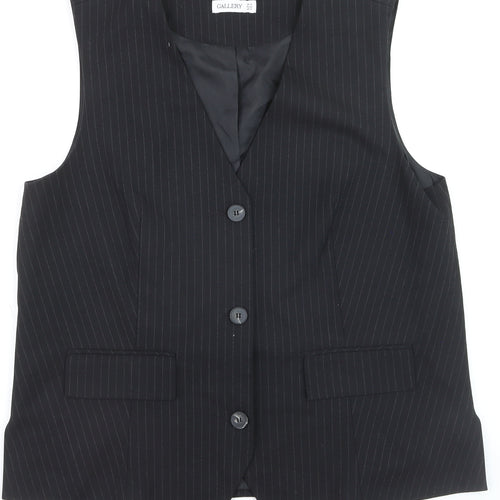 Gallery Women's Black Pinstripe Suit Waistcoat UK 16 Classic Lined