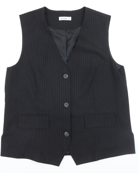 Gallery Women's Black Pinstripe Suit Waistcoat UK 16 Classic Lined
