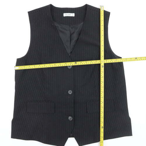 Gallery Women's Black Pinstripe Suit Waistcoat UK 16 Classic Lined