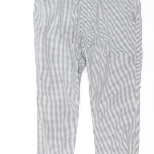 Adidas Men's Grey Check Chino Trousers Size 36x32 Regular Fit