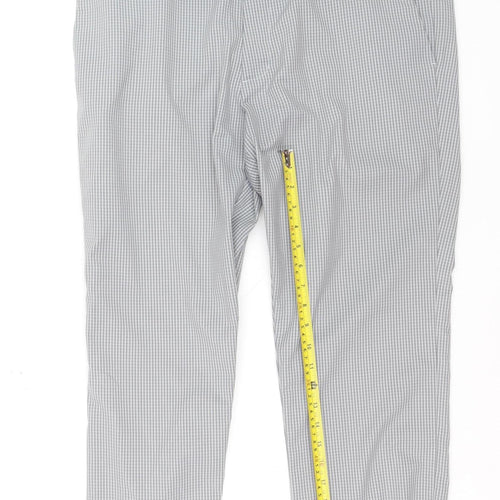 Adidas Men's Grey Check Chino Trousers Size 36x32 Regular Fit