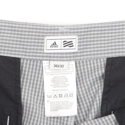Adidas Men's Grey Check Chino Trousers Size 36x32 Regular Fit