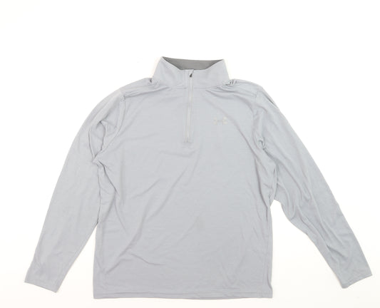 Under Armour Men’s Grey Long Sleeve 1/4 Zip Threadborne HeatGear Top Size L