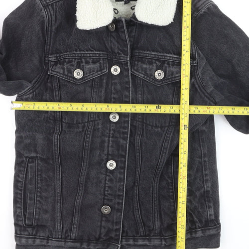River Island Women’s Black Denim Sherpa Collar Jacket Size M