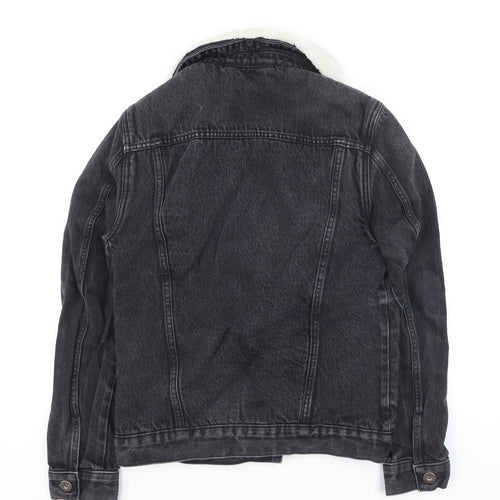 River Island Women’s Black Denim Sherpa Collar Jacket Size M