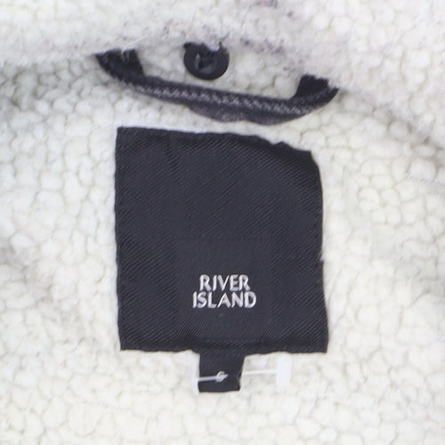 River Island Women’s Black Denim Sherpa Collar Jacket Size M