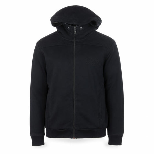 Front view of Hugo Boss Men's Black Regular Fit Full Zip Hoodie, size M