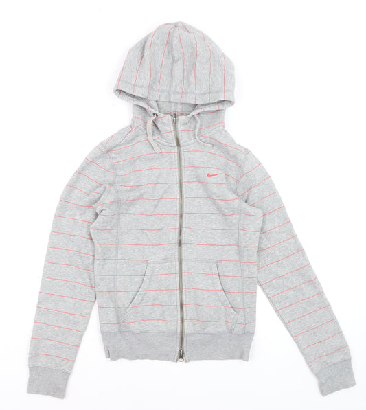 Nike Men's Grey XS Full Zip Striped Hoodie Sweatshirt