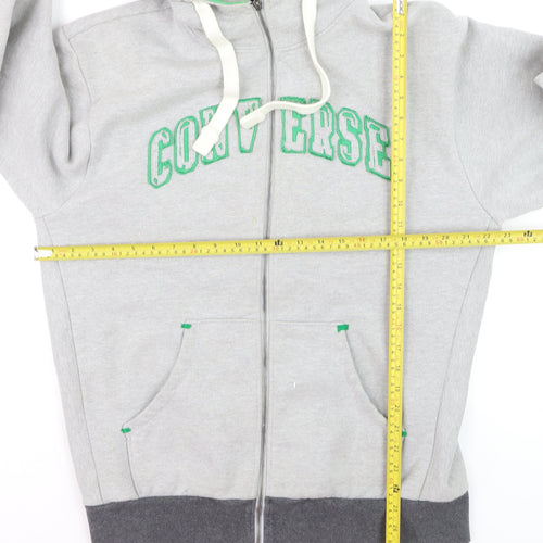 Converse Mens Grey Full Zip Hoodie XL Graphic Sports Sweatshirt