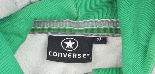 Converse Mens Grey Full Zip Hoodie XL Graphic Sports Sweatshirt