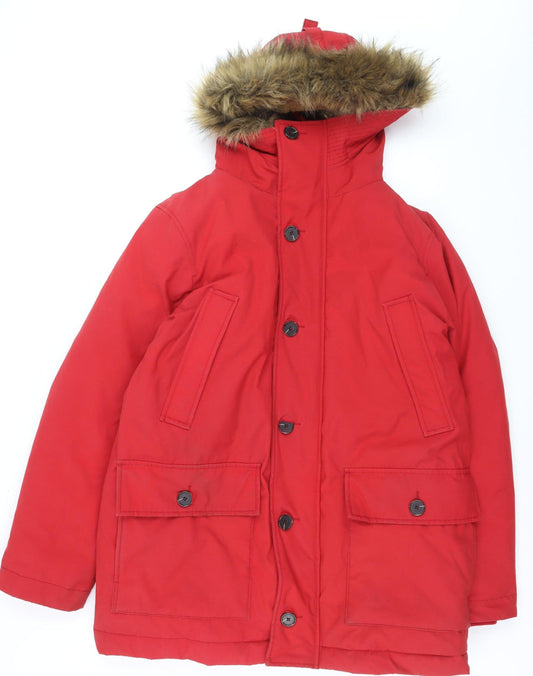 GAP Men's Red L Water Resistant Puffer Coat with Hood Size L