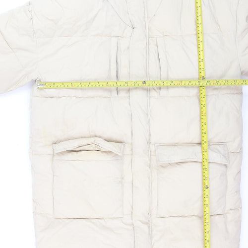 ASOS DESIGN Women’s Beige Long Puffer Coat Hooded Size M
