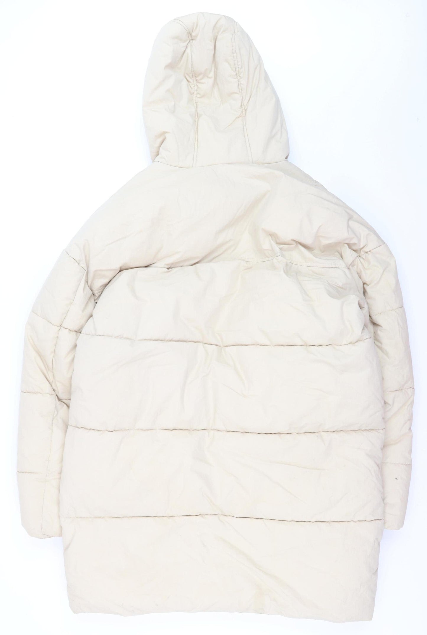 ASOS DESIGN Women’s Beige Long Puffer Coat Hooded Size M