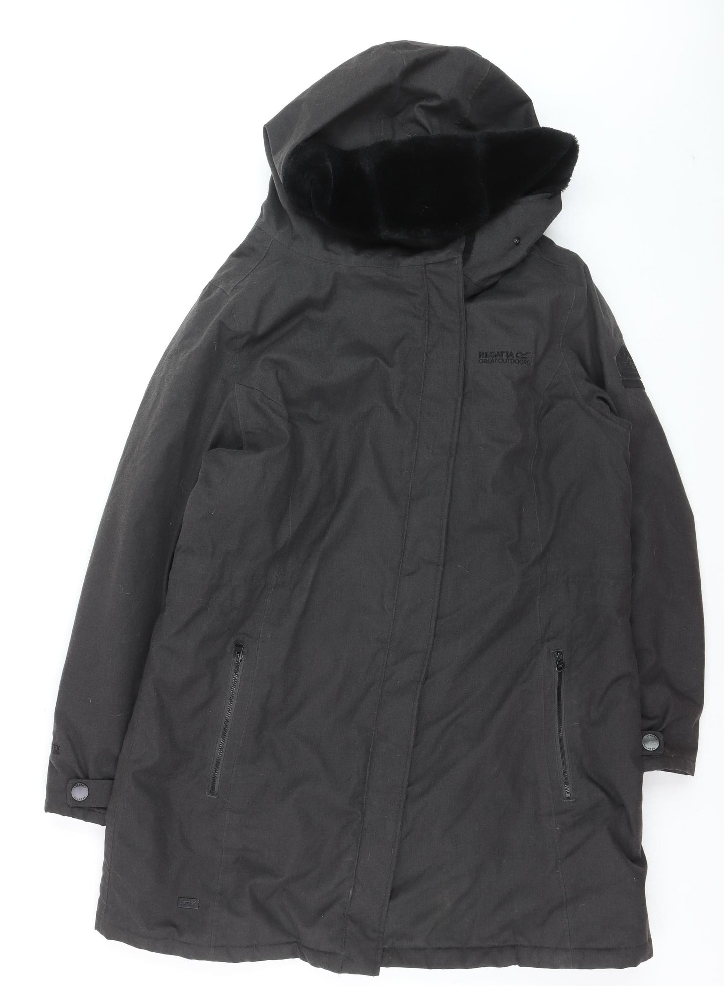 Regatta Great Outdoors Women's Black Hooded Parka Coat UK 18 Waterproof