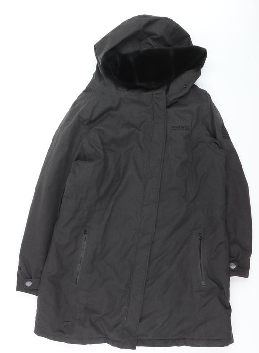 Regatta Great Outdoors Women's Black Hooded Parka Coat UK 18 Waterproof