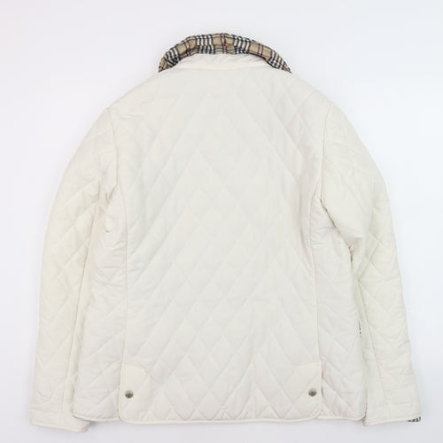 David Barry Womens Ivory Quilted Mid-Length Jacket Size 14