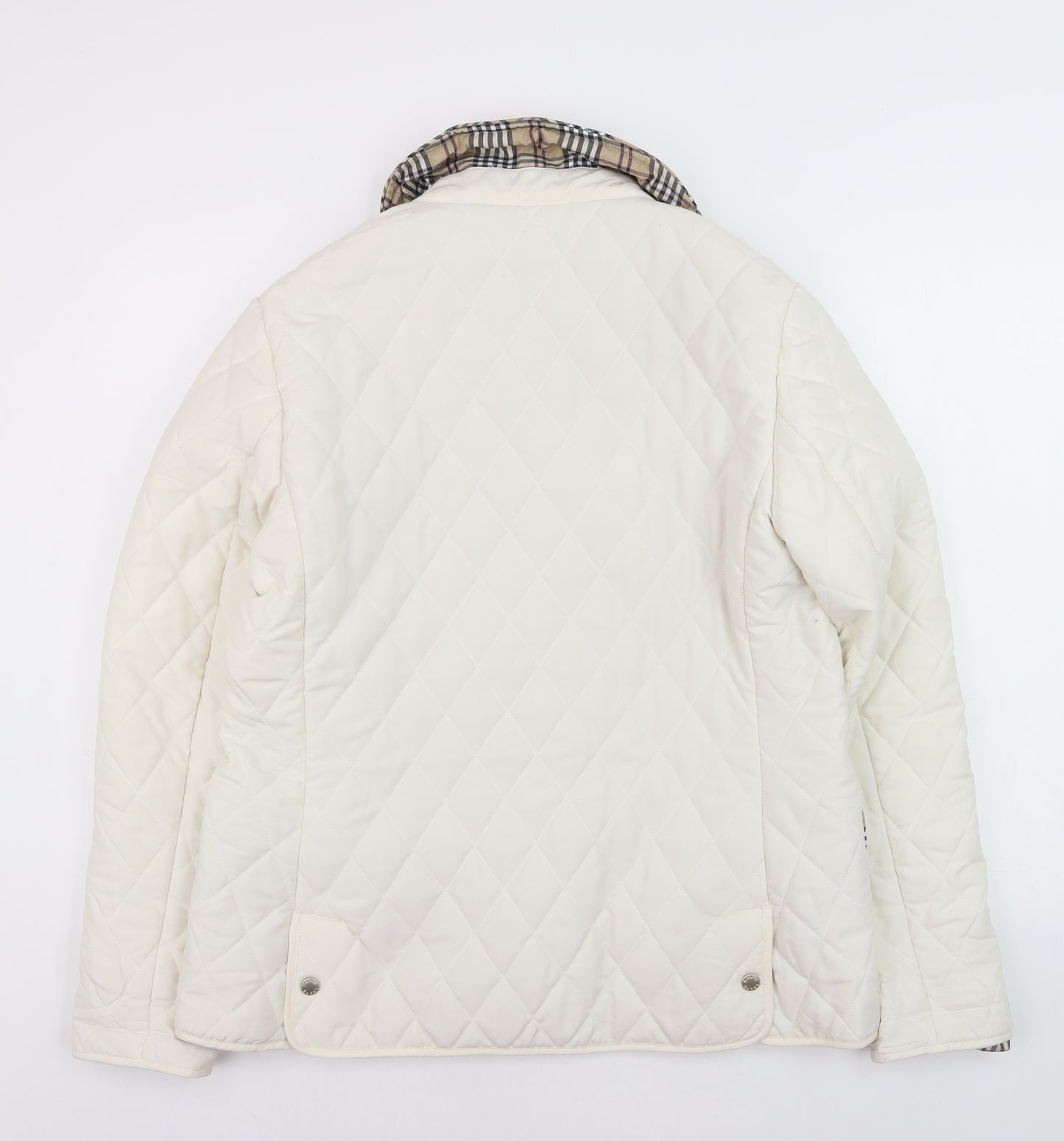 David Barry Womens Ivory Quilted Mid-Length Jacket Size 14