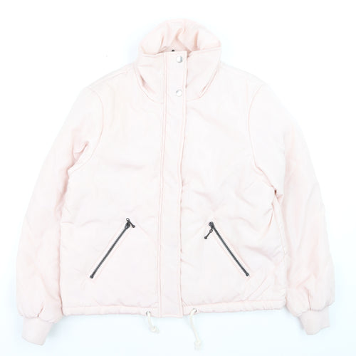 Noisy May Women's Pink Puffer Jacket M Zip Winter Casual Coat
