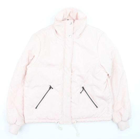 Noisy May Women's Pink Puffer Jacket M Zip Winter Casual Coat