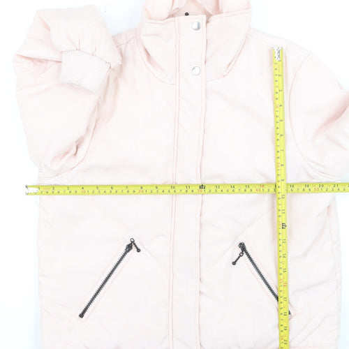 Noisy May Women's Pink Puffer Jacket M Zip Winter Casual Coat