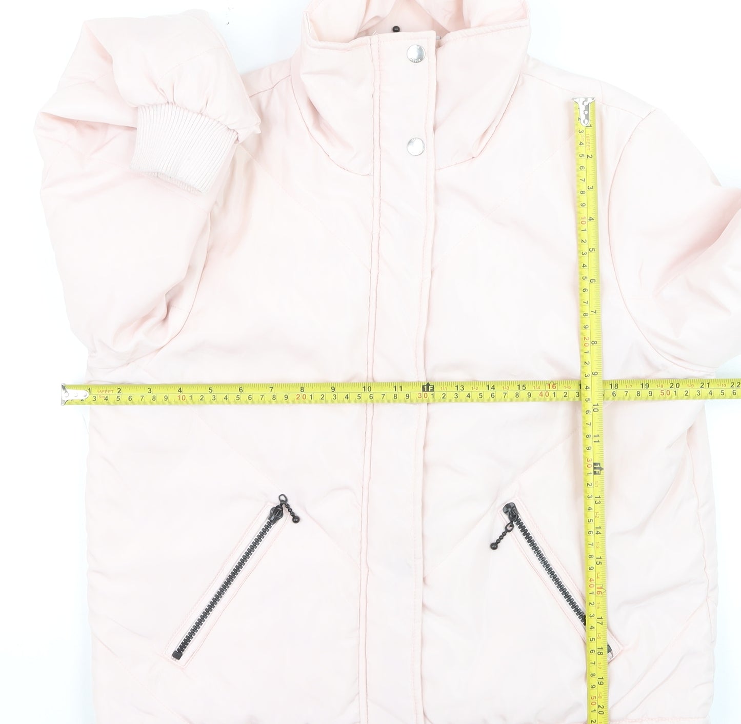 Noisy May Women's Pink Puffer Jacket M Zip Winter Casual Coat