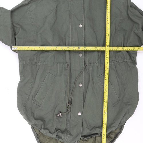 Sparkle & Fade Women's Green Cotton Hooded Parka Coat S