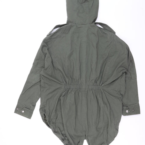 Sparkle & Fade Women's Green Cotton Hooded Parka Coat S