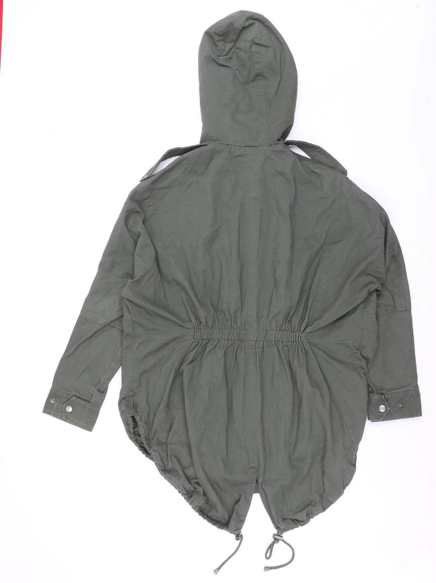 Sparkle & Fade Women's Green Cotton Hooded Parka Coat S