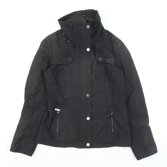 Star by Julien Macdonald Women's Black Hooded Parka Jacket Size 10
