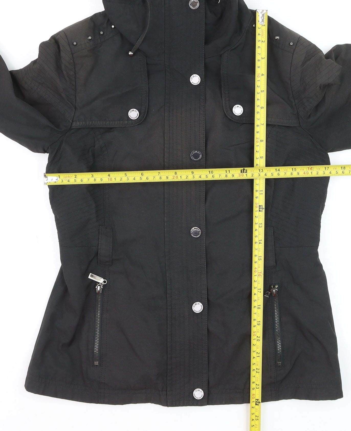 Star by Julien Macdonald Women's Black Hooded Parka Jacket Size 10