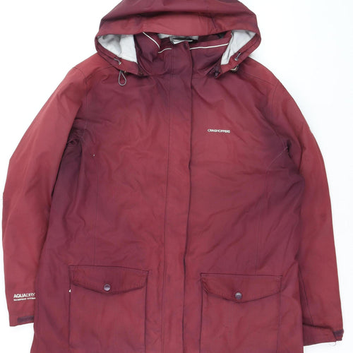 Craghoppers Women's Red Waterproof Hooded Rain Jacket Size 18