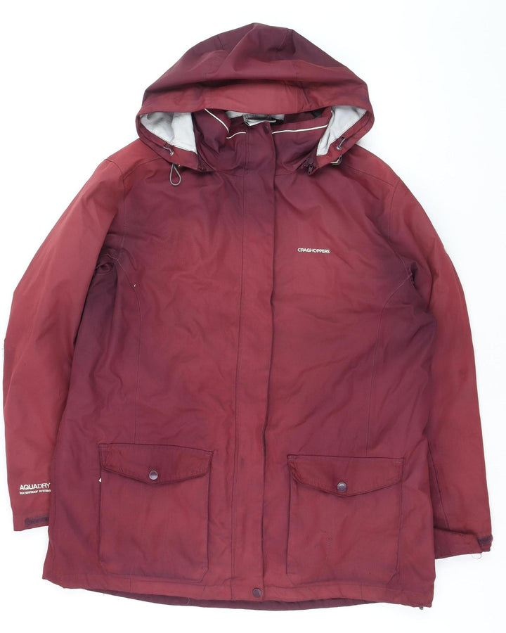 Craghoppers Women's Red Waterproof Hooded Rain Jacket Size 18