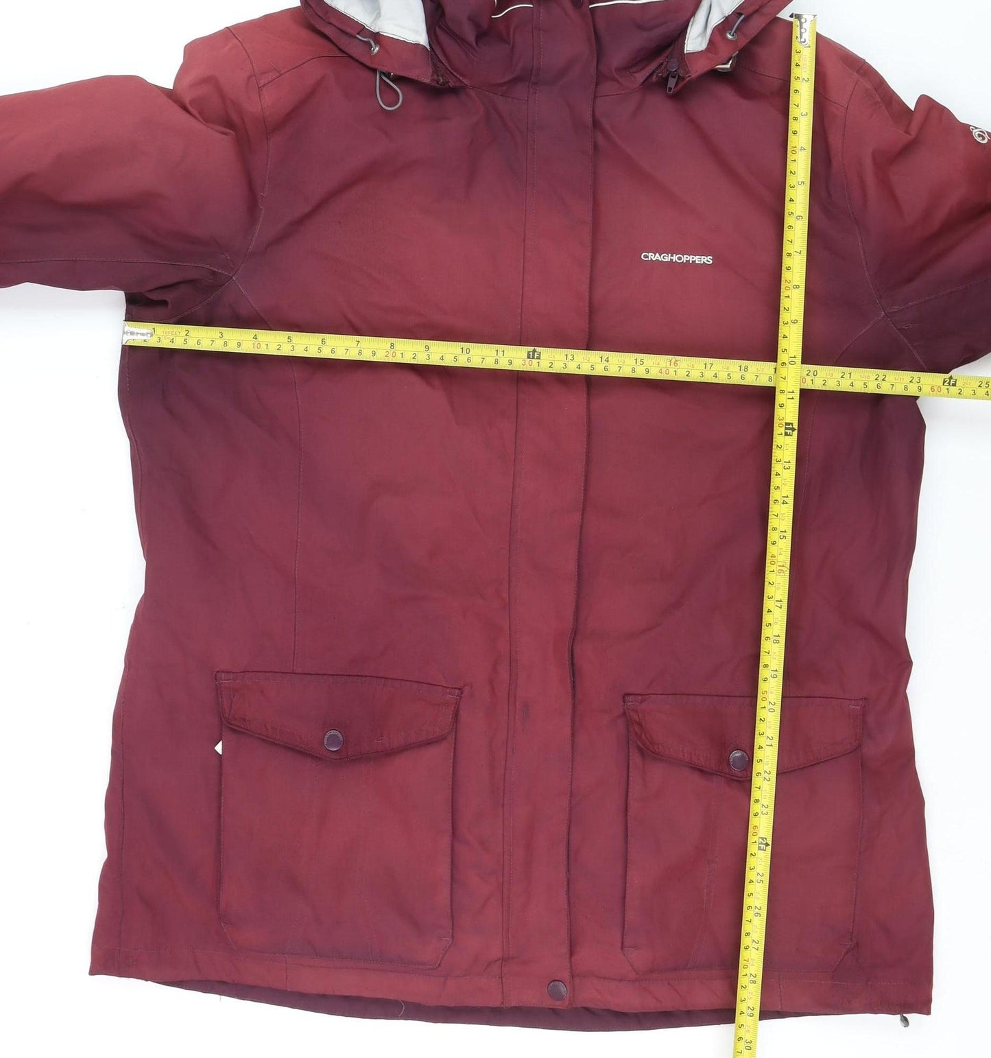 Craghoppers Women's Red Waterproof Hooded Rain Jacket Size 18