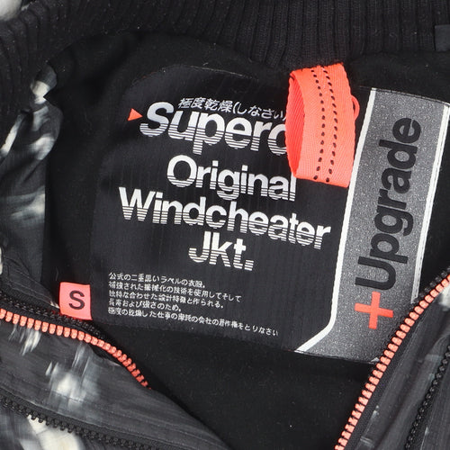 Superdry Women Black Floral Windbreaker Jacket Size S Hooded