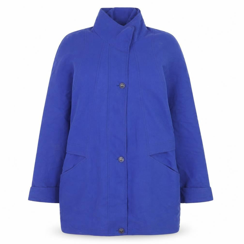 Front view of House of Fraser Women Blue, size 12, Long Overcoat Lined Polyester Jacket