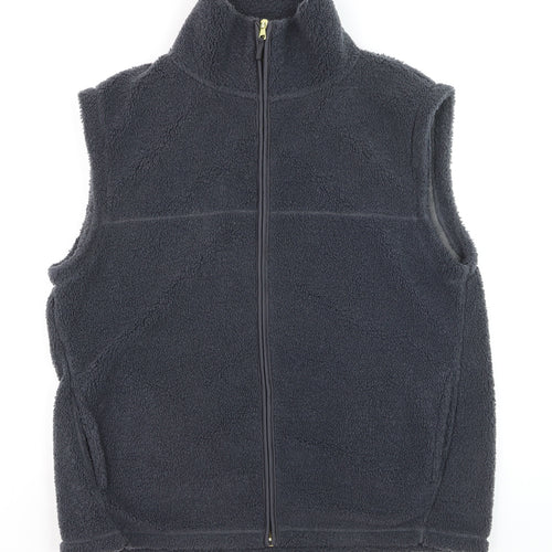 Tu Women Black Fleece Waistcoat Size 14 Full Zip Bodywarmer