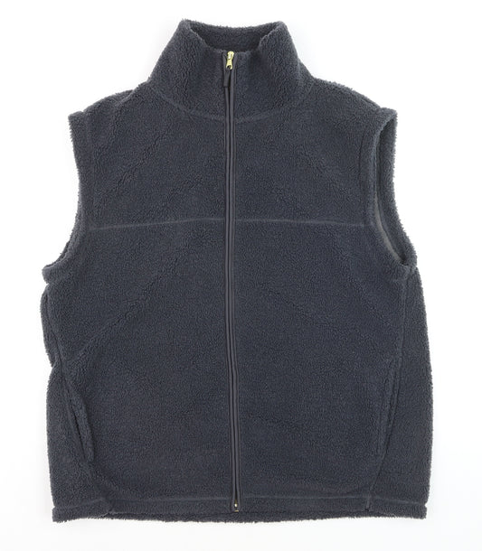 Tu Women Black Fleece Waistcoat Size 14 Full Zip Bodywarmer