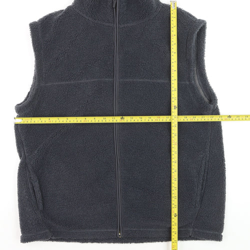 Tu Women Black Fleece Waistcoat Size 14 Full Zip Bodywarmer
