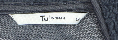Tu Women Black Fleece Waistcoat Size 14 Full Zip Bodywarmer