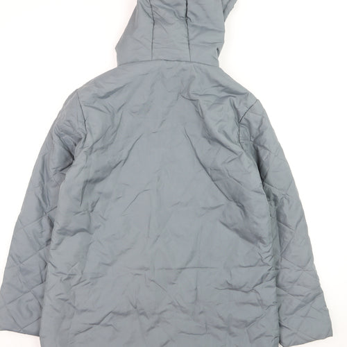 Anne de Lancay Women’s Grey Quilted Hooded Mid-Length Coat S