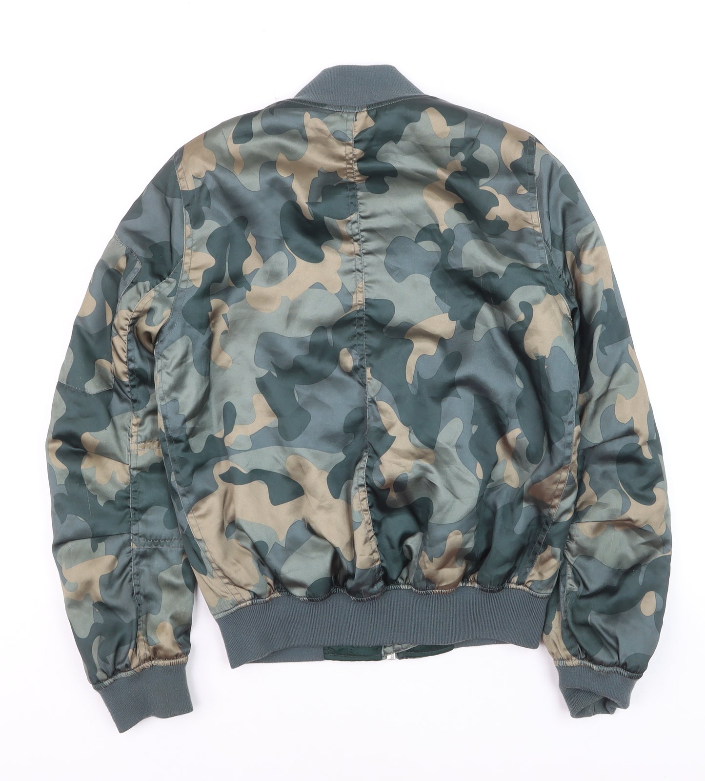 Topshop Women's Green Camouflage Bomber Jacket Size 6