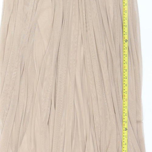 Maya Deluxe Women’s Beige Sequin A-Line Long Dress UK 10