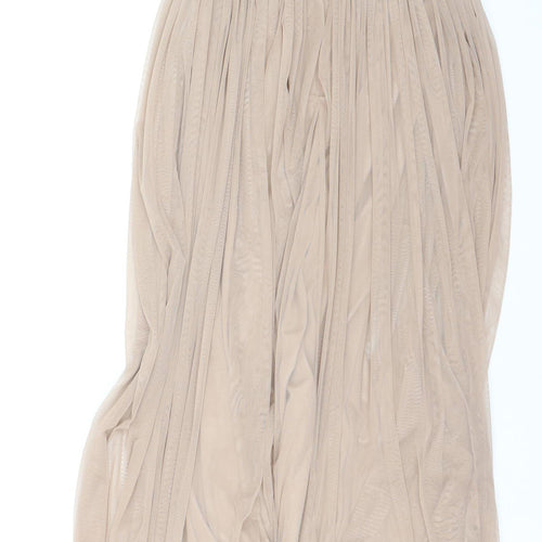 Maya Deluxe Women’s Beige Sequin A-Line Long Dress UK 10