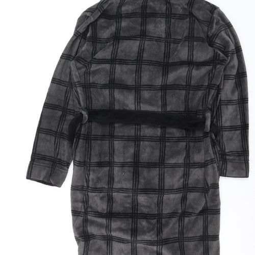 Lyle & Scott Men's Grey Check Fleece Hooded Robe M