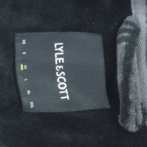 Lyle & Scott Men's Grey Check Fleece Hooded Robe M