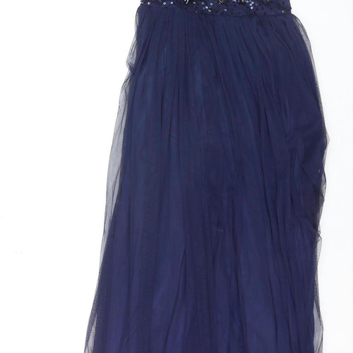 No.1 Jenny Packham Women's Blue Size 10 Sleeveless Beaded Long Ball Gown Dress