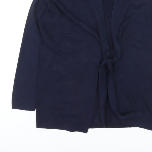 Monsoon Women Blue L Long Sleeve Open Knit Cardigan