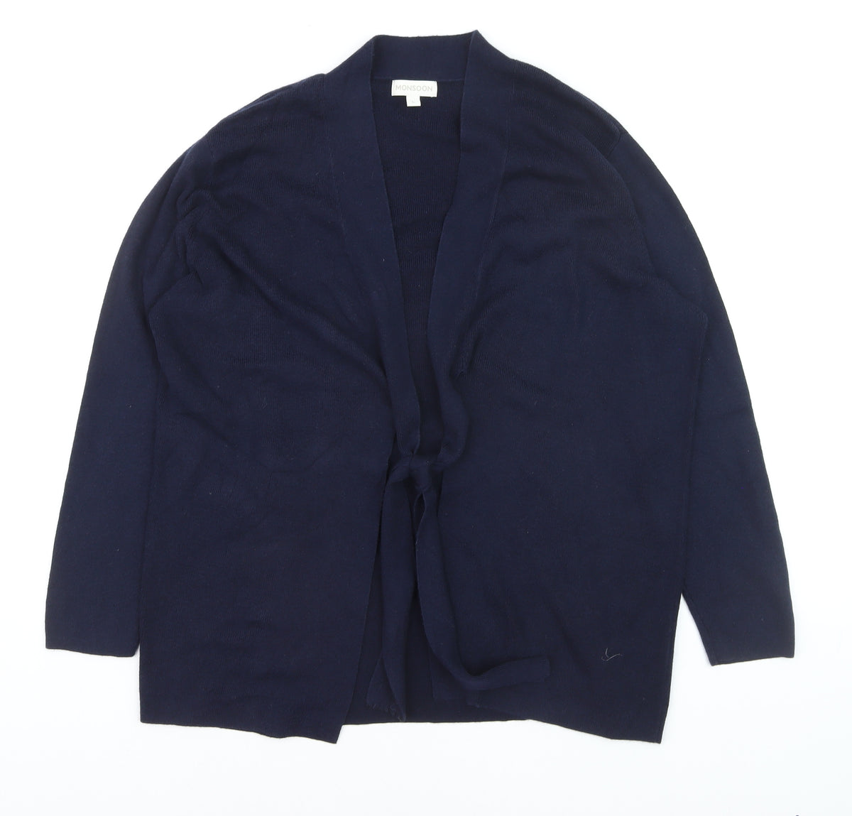Monsoon Women Blue L Long Sleeve Open Knit Cardigan