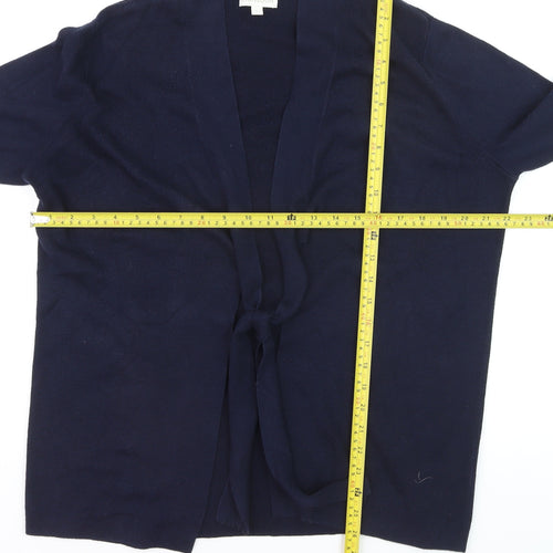 Monsoon Women Blue L Long Sleeve Open Knit Cardigan