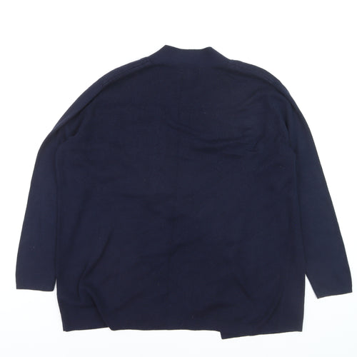 Monsoon Women Blue L Long Sleeve Open Knit Cardigan